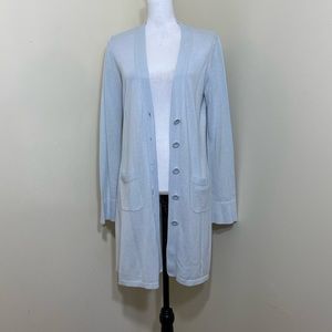 J.Jill || Woman Button-Front baby blue silk / Cotton Cardigan size medium